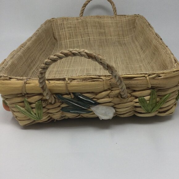 Vintage Straw Tray Decorative Fruit Baskets Set of 2 1960'S - Picture 5 of 14